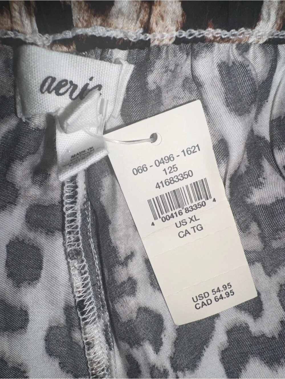 NWT Aerie Off-Duty Satin Piping Pants - Leopard Print Size XL *sold out* - Picture 5 of 6